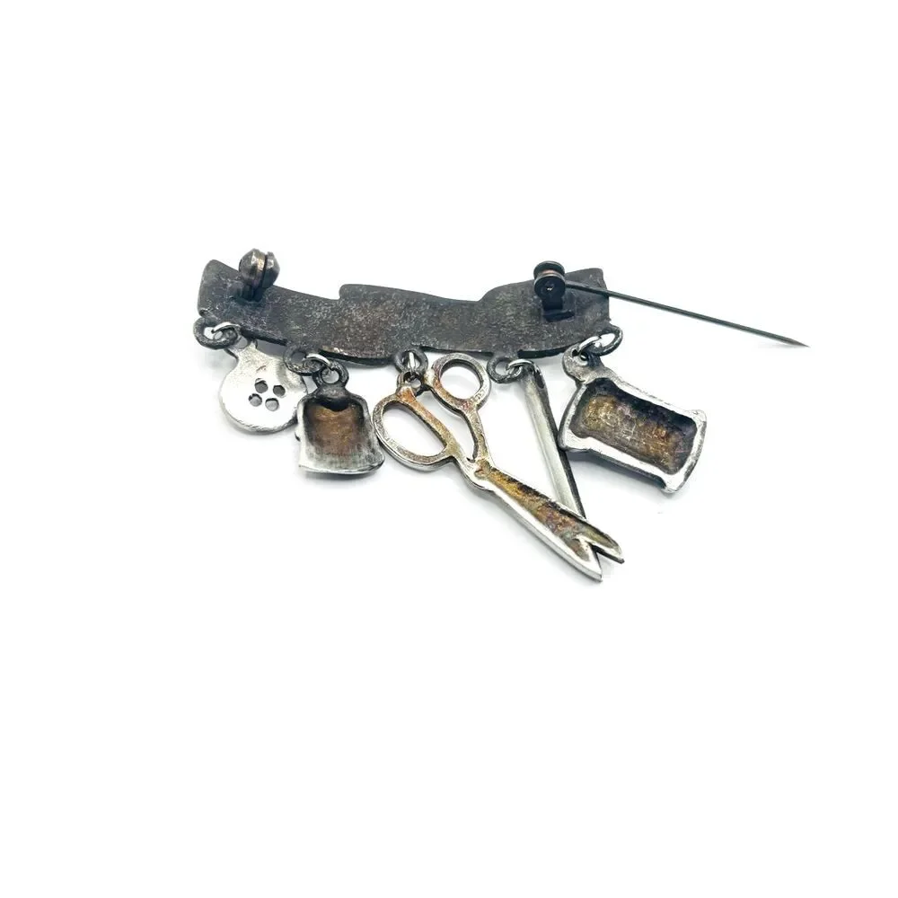 Silver Seamstress Charm Brooch